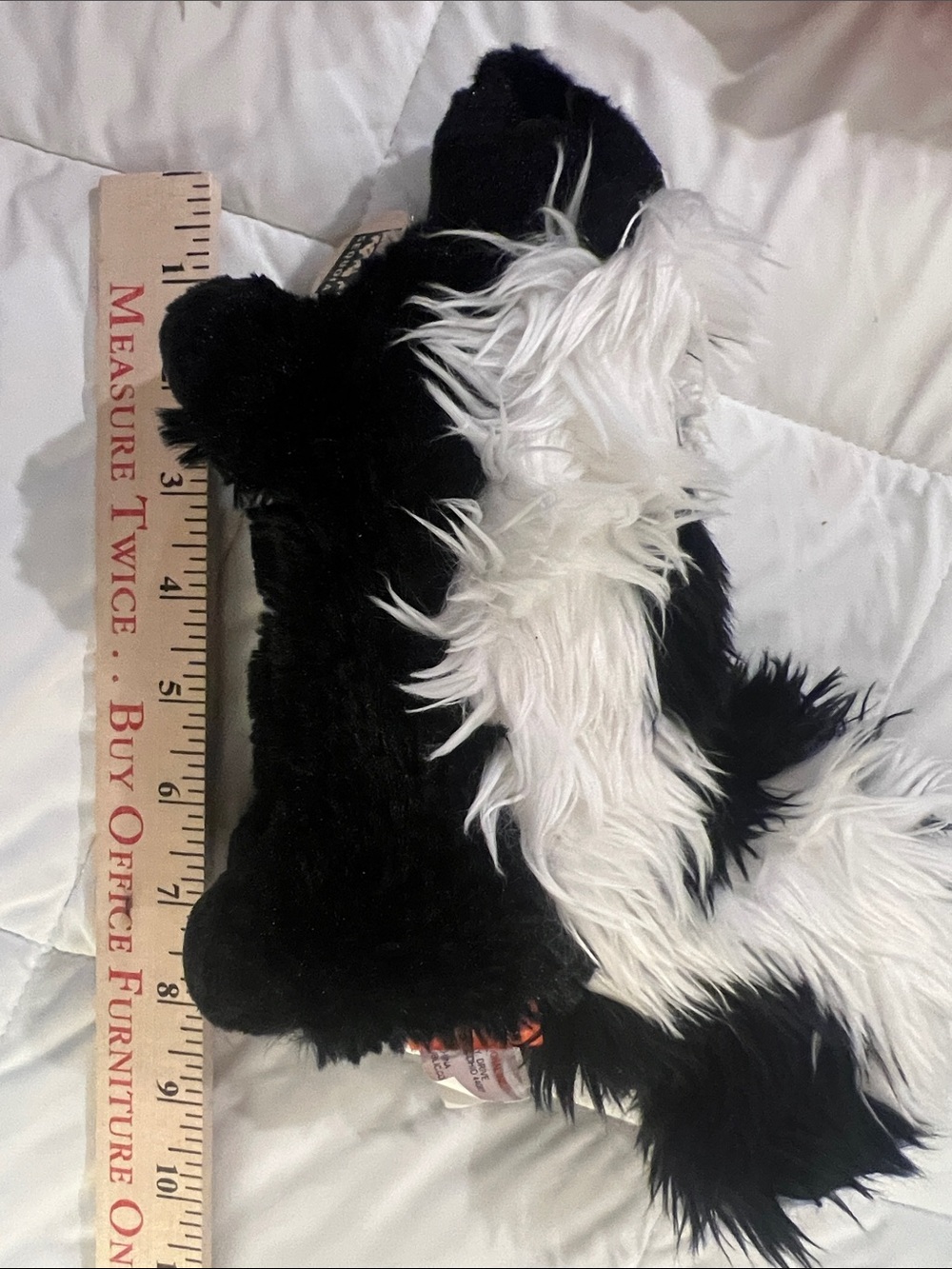 Plush Black and White Skunk Stuffed Animal - Soft Fluffy Toy